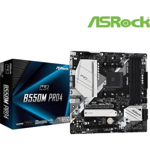 ASROCK B550M Pro4 Micro-ATX AMD B550 DDR4 4733+(OC)MHz M.2 USB3.2 New Max-128G Double Channel Socket AM4 Motherboard