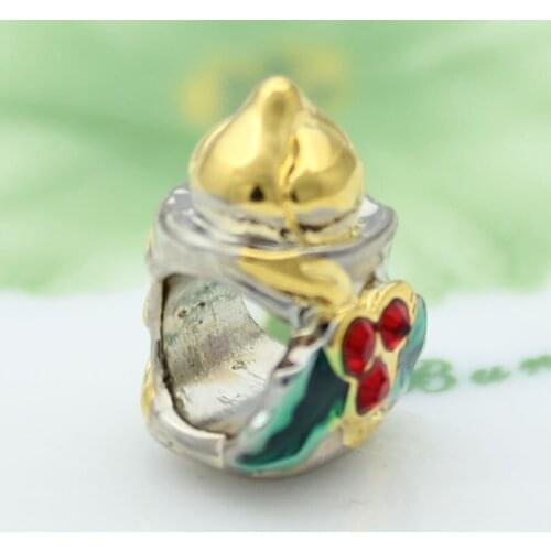 Slide charm Free shipping Beautiful Christmas Candle Charm Beads fit Pandora Bracelet Womens Holiday Gifts