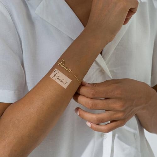 Mumuxing Personalized Handwritten Style Bracelet Custom Name Signature Font Stainless Steel Women Bracelet Mens Exquisite Gift