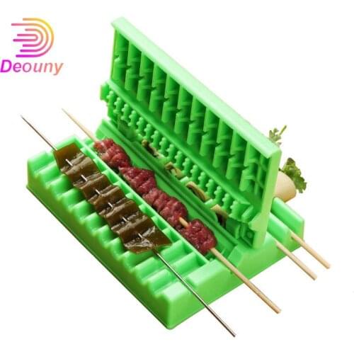 DEOUNY New Skewers Barbecue Stringer Maker Artifact Beef Pork Meat Vegetable String Grill Kitchen Accessories Outdoor BBQ Gadget
