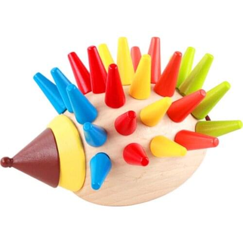 DIY magnetic colorful Hedgehog knocked toys wooden building blocks children early childhood education Toys