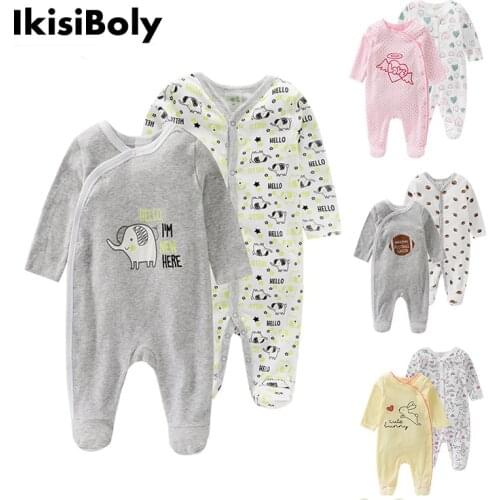 Babies Unisex Rompers 2-Pack Sleepwear Play Jumpsuits Set Boys Girls Long Sleeve Ropa Bebe Clothes 0-3-6-9-12M Kids Overalls
