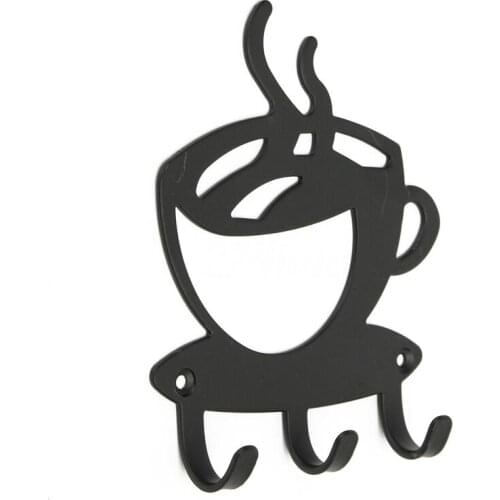 Home Decorative Coffee Wall Mount Metal 3 Hook Key Rack Hanger Organizer Decor