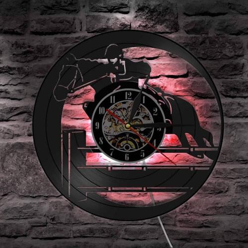 Equestrianism Hobby Wall Art Horse Rider Clock Watch Retro Horseback Riding Sport Vinyl Record Wall Clock Gift For Horse Lover