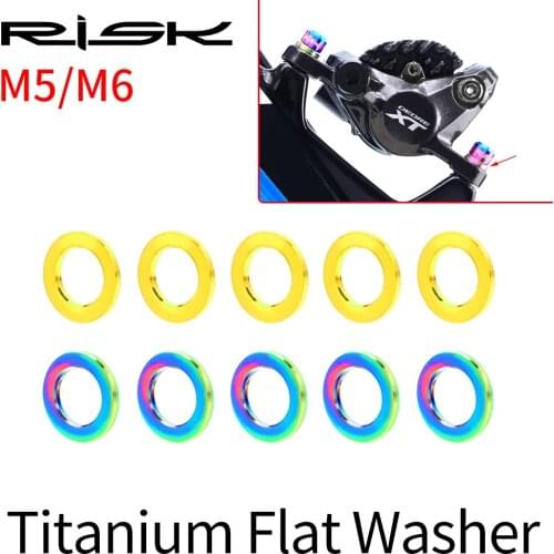 RISK M5/M6 Washer Gasket Nut and Bolt Set Flat Ring Seal Assortment Kit With Screw Gasket GR5(TC4) Titanium Alloy 10pcs 1 Set
