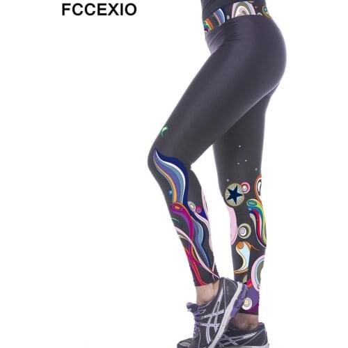 FCCEXIO New Arrival Leggins Colorful Octopus 3D Printed Leggings Elastic Slim Fit Fitness Women Leggings Pants Fashion Trousers