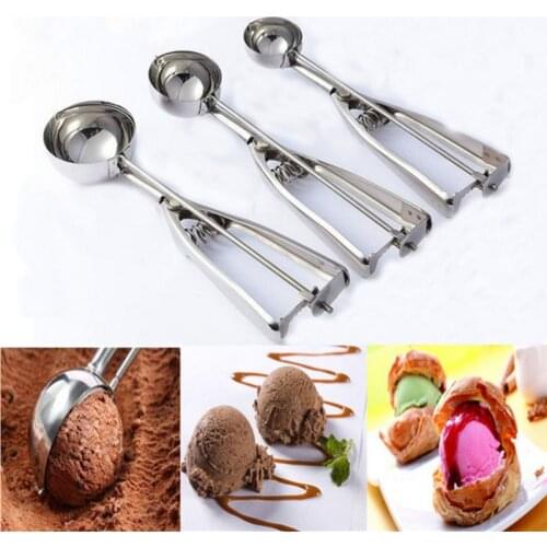 4/5/6cm Ice Cream Spoon Stainless Steel Ball Maker Dessert Tools Spring Handle Potato Watermelon Ball Scoop Kitchen Accessories