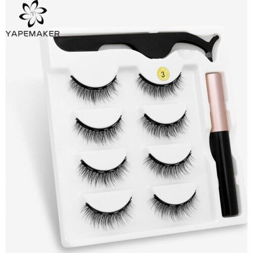 Magnetic Eyelashes 3D Mink Eyelashes Makeup Magnetic Lashes Eyeliner Tweezers Set Natural False Lashes Faux Cils