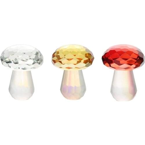 Mini Crystal Mushroom Figurines Ornaments Glass Plant Statue Collectibles for Christmas Mother`s Day Gifts