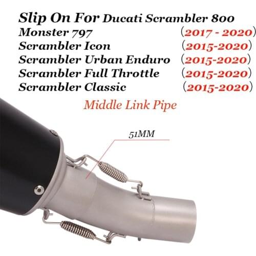Motorcycle Exhaust Modified Middle Slip Muffler Connection Tube For Ducati Scrambler 800 2015-2020 Monster 797 2017-2020