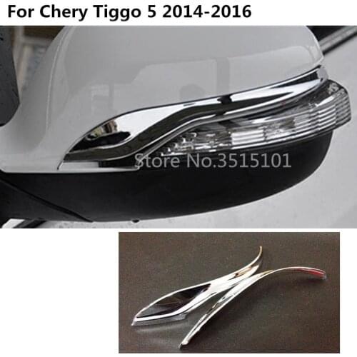 Car ABS chrome back rear view Rearview eyebrow Side Mirror Cover stick trim frame 2pcs For Chery Tiggo 5 Tiggo5 2014 2015 2016