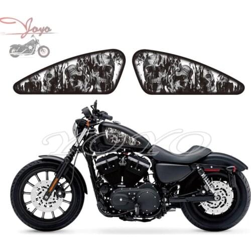 Motorcycle Custom Skull Flame Design Fuel Tank Decals Stickers For Harley Sportster XL 883 1200 Iron Forty Eight Seventy Two