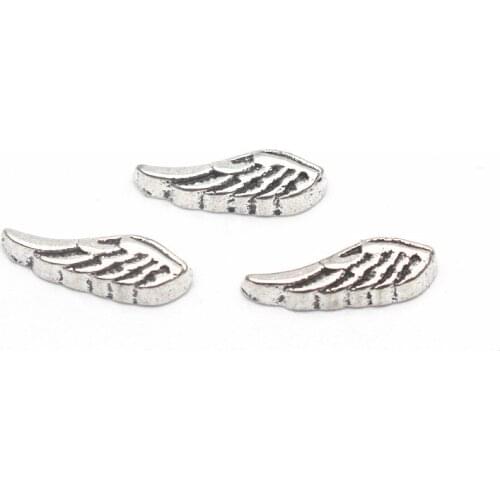 Newest 10pcs/lot silvery wing Animal feathers floating charms Alloy charms living glass memory lockets DIY jewelry