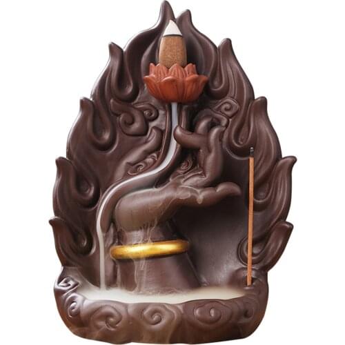 Backflow Incense Burner Temple Holder Ash Catcher Yoga Aromatherapy Censer