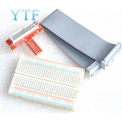 Raspberry Pi 2 3 B+ Extended DIY Kit (Connector + Premium 400 Hole Breadboard + GPIO Adapter Plate)
