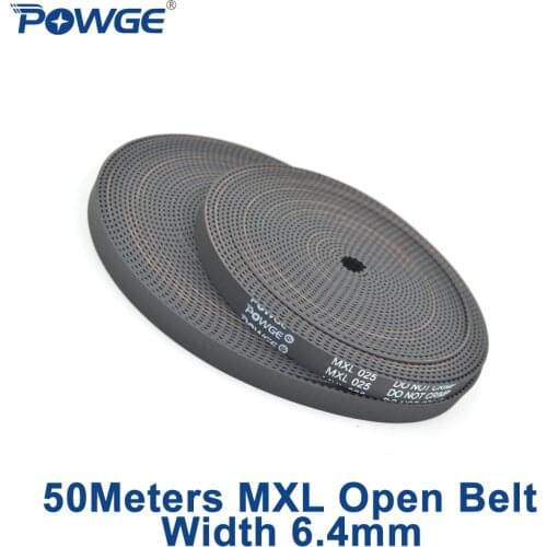 POWGE MXL Synchronous belt width 6.4mm 6mm 0.25inch Rubber With fiberglass Trapezoid MXL-6mm Open Timing Belt 50Meters