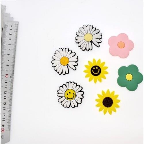 10 pcs Big Size 4-7 cm Cactus Sunflowers Rose Camellia Hole Sandal Ornaments Fit Summer Shoes Decorations