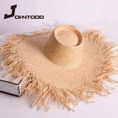 New Handmade Sun Hat Womens Straw Hat Beach Straw Hat High Quality Natural Straw Hat Girl Panama Holiday Sun Hat cap ff hat