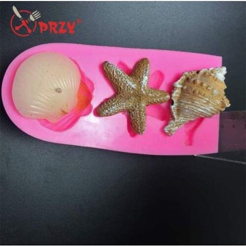 Silicone chocolate soap 3D starfish conch beach shell cake decoration mold