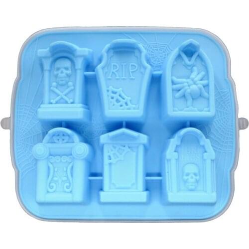 Halloween Ice Trays Silicone Ice Ball Maker Stencil Tombstone Ice Ball Template Round 6 Cavity Ice Sphere Stencil Household