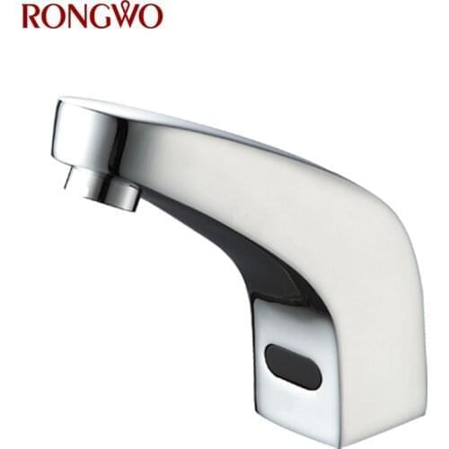 RONGWO Sensor Faucet Bathroom Automatic Infrared Sensor Sink Faucet Touchless Basin Cold Water Tap Deck Mounted