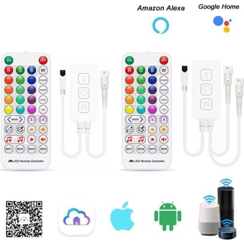 WS2812B WS2811 WiFi Music Voice SPI Alexa Google Led Controller for WS2812 IC LED Light Strip IOS Android APP DC Power 5V-24V