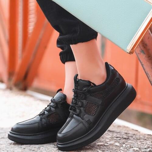 Tonar Voni Black Skin Fishnet Ruched Sports Shoes New Season Convenient Seasonal Style Sneaker