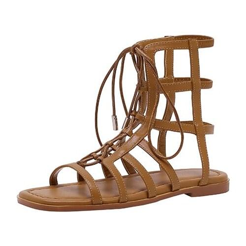 Kmeioo fashion Genuine leather romman Shoes Woman Sandals Summer flat shoes Open Toe Belt Buckle Gladiator causal style