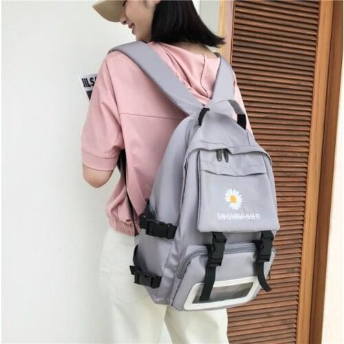 Shoulder Waterproof Nylon Backpack Women 2021 Bag for Teenage Girls Flowers Fashion School Bags Transparent Pouch Bagpack Travel