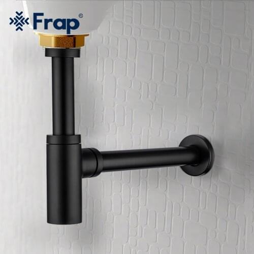 Frap Basin Pop Up Drain Black Stainless Steel Bottle Trap Bathroom Sink Siphon Drains with Pop Up Drain Kit F82-7