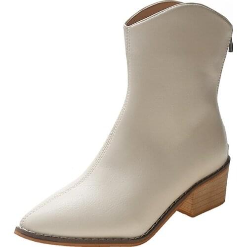 Ladies PU Short Fashion Boots Wear-resistant Waterproof Women Boots Non-slip Simple Women Shoes Casual Soft Rubber High Heels