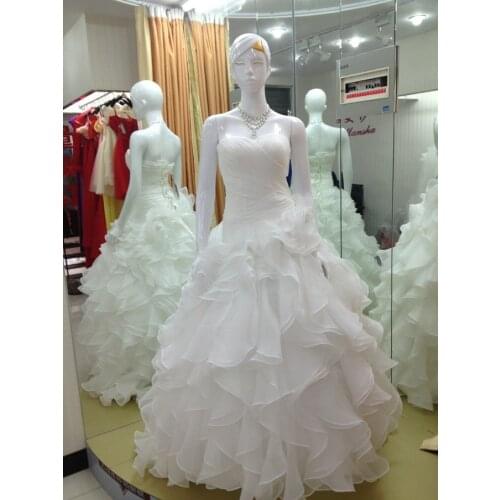 Casamento ruffles bandage sweetheart vestido de noiva renda 2016 fashionable ball long wedding Dress bridal gown free shipping