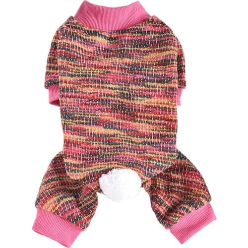 Winter Dog Jumpsuit Clothing Outfit Rompers Warm Fleece Dog Stripe Pet Coat Puppy Down Parkas For Small Medium Dogs