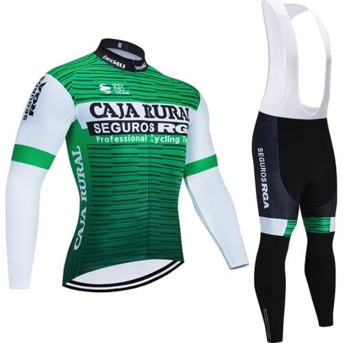 Winter CAJA RURAL CYCLING TEAM JERSEY 20D Bike Pants Set Ropa Ciclismo Thick Thermal Fleece Pro BICYCLING JACKET Maillot Wear