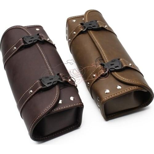 1pcs Motorcycle Retro PU Leather Front Forks Tool Bag Luggage SaddleBag Universal for motorcycle Custom Harley Honda Yamaha