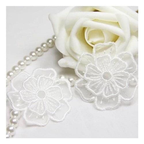 20 pcs/lot, free shipping Hot selling Handmade Sew On Craft Two Layers Embroideried 3D Wedding Flower Applique Patches