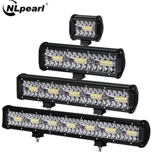 NLpearl 3-Row Combo LED Bar Offroad 4-20" Spot Flood 12V 24V LED Light Bar for Car Boat Truck Suv 4x4 Tractor Atv LED Work Light