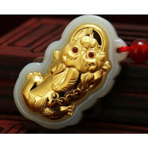 3D gold inlay and Tian Yuxi pendant h45