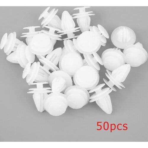 50 Pcs 8mm Universal Automobile Bumpers Hole Plastic Push Screw Rivet Door Buckle Panel Fixings Clips White For Car Auto