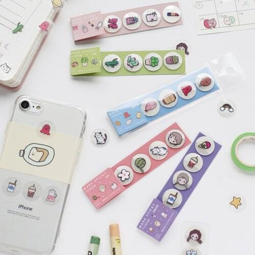 60pcs Sweetheart Stickers Set PVC Mark Sticky Cosmetic Cat Cactus Cute Boy Girl Sticker Home DIY Art Decoration Adhesive F6597