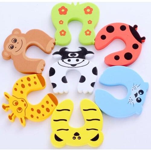 7pcs/Set Children Safety Cartoon Door Clamp Pinch Hand Security Stopper EVA C Shape Clamp Pinch Hand Cute Animal Anti-pinch Tool