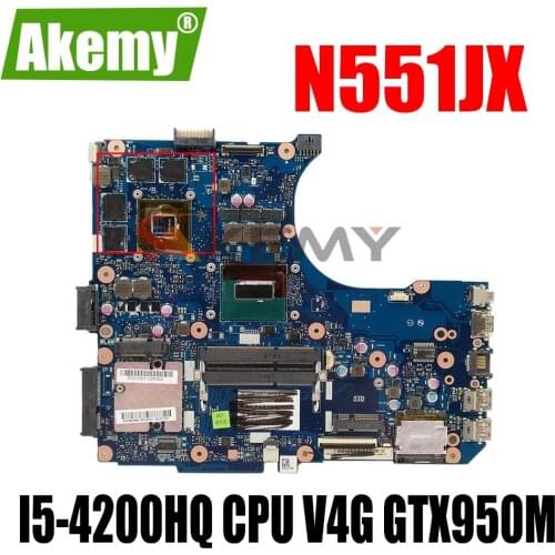 Akemy NEW N551JX Laptop motherboard For Asus N551JX G551JX N551JK G551JK Test original mainboard I5-4200HQ CPU V4G GTX950M