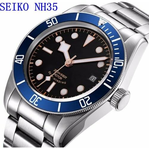 Luxury Top brand Waterproof Japan NH35 Automatic Mechanical Wristwatch Full Steel Sapphire Men Watch Calendar Dress Male Clock