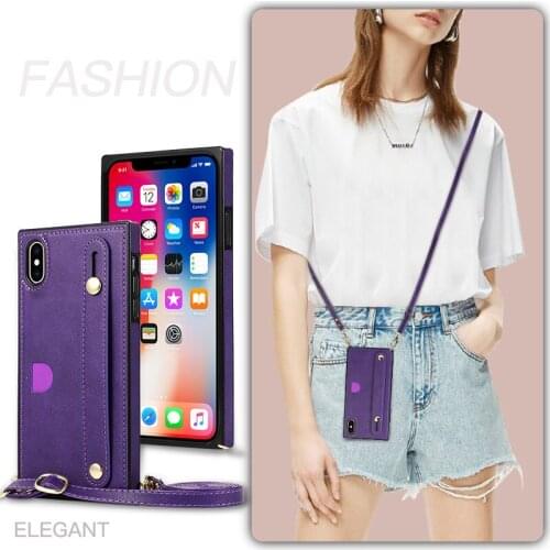 Crossbody Strap Case For iPhone XR X XS Max Card Slot Cases For iPhone SE 2020 6 6s 7 8 Plus 11 Pro Max Lanyard Phone Cover Girl