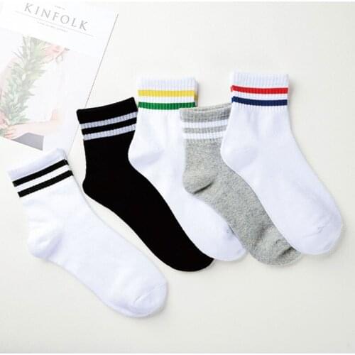 2 pairs/couple style two bars Korea stockings autumn and winter style middle hose two bars tide college socks women breathable