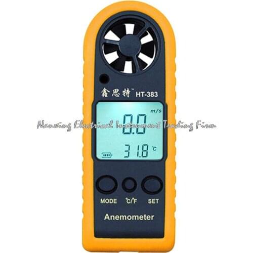 HT-383 Mini LCD Digital Anemometer Wind Speed Meter Tester Air Temperature Gauge Auto Manual off Speed Measuring