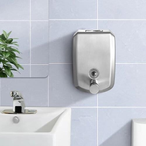 Liquid Soap Dispensers Chrome Stainless Steel Bathroom Wall Mounted Dispenser Soap Modern Lotion Shampoo Liquid Soap Dispenser