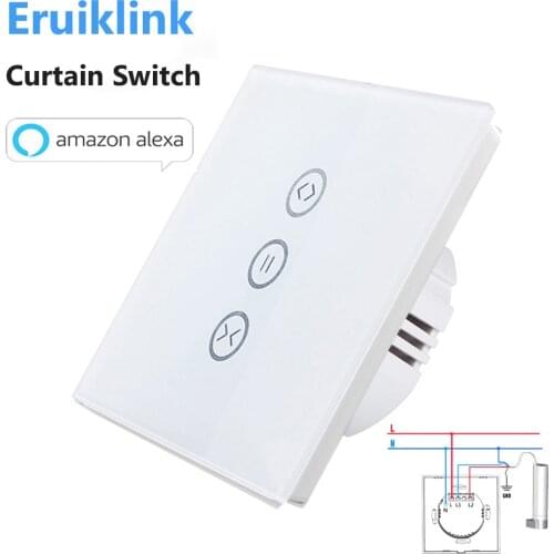 EU/US Type Wifi Control Curtain Switch Touch Glass Panel Remote ON/OFF Electric Curtain,Voice Control by Google home/Alexa