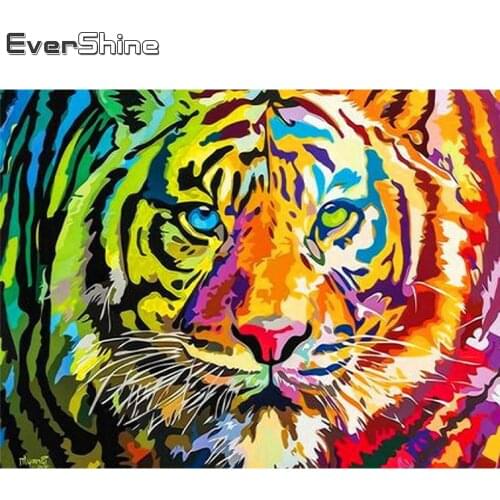 Evershine Diamond Embroidery Tiger Handicrafts Rhinestone Art Diamond Painting Animals Cross Stitch Mosaic Home Decor