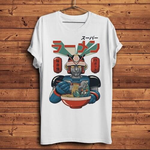 Japan Super Ramen robot Mecha funny anime tshirt Men summer new White Casual short sleeve T Shirt Unisex streetwear tee